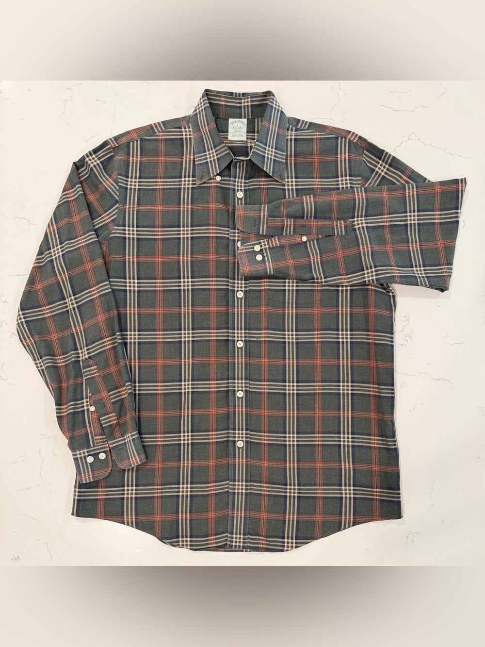 Brooks Brothers Milano Plaid Button Down Shirt Men’s Large